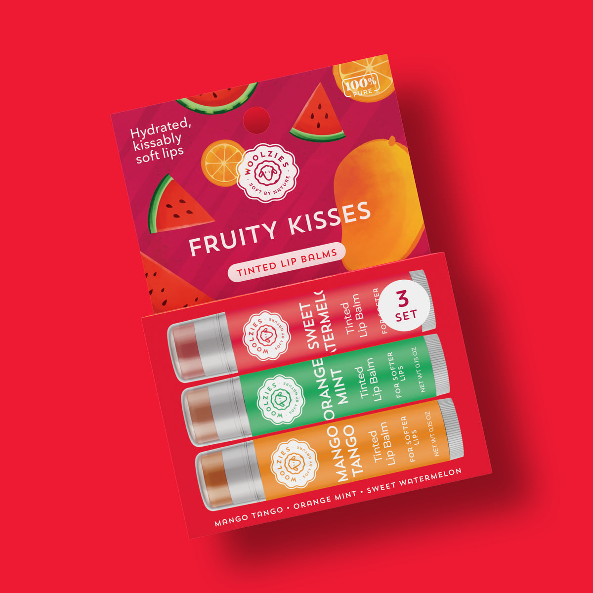 Fruity Kisses TInted Lip Balm Set Of 3 – Woolzies.com