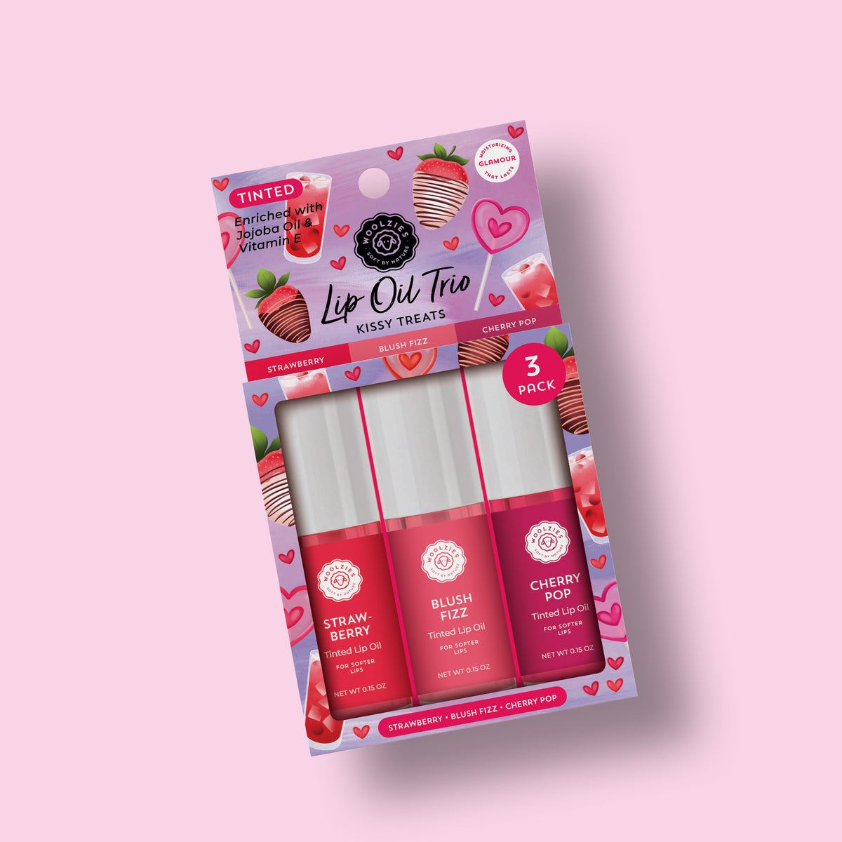 Tinted Lip Oil Trio – Kissy Treats - Strawberry, Blush Fizz