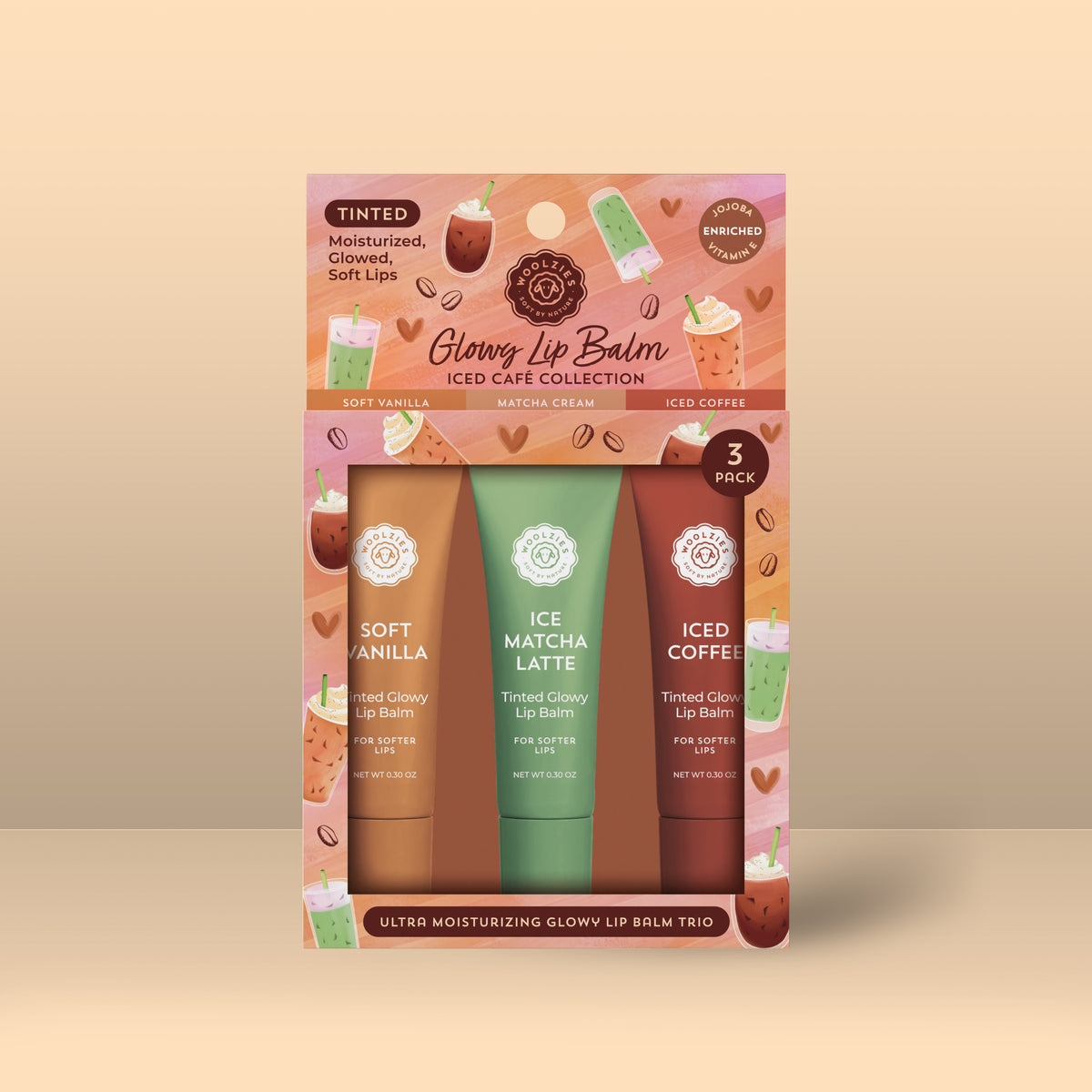 Glowy Lip Balm Trio – Iced Café Collection – Woolzies.com