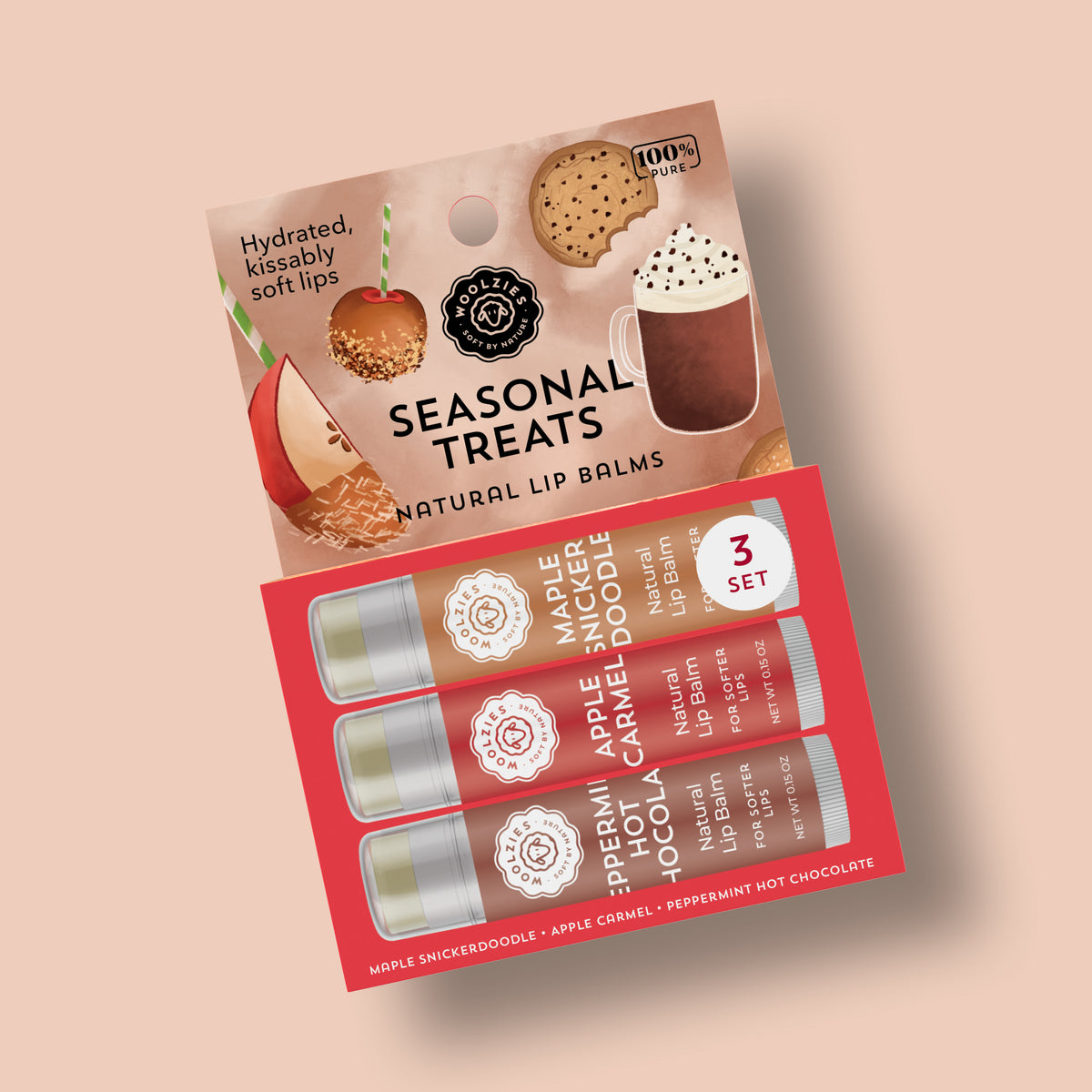 Natural Lip Balm Trio – Seasonal Treats Collection – Woolzies.com