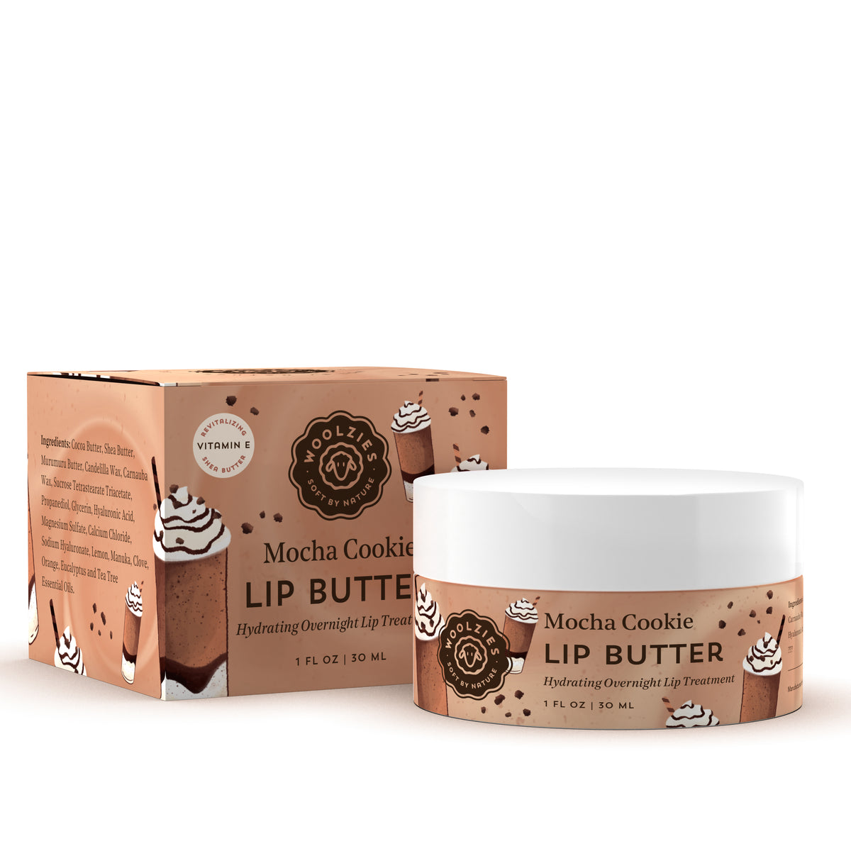 Mocha Cookie Lip Butter – Hydrating Overnight Lip Mask – Woolzies.com