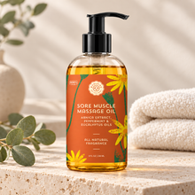 Load image into Gallery viewer, Sore Muscle Massage Body Oil – Arnica, Peppermint &amp; Eucalyptus – 8 oz