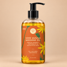 Load image into Gallery viewer, Sore Muscle Massage Body Oil – Arnica, Peppermint &amp; Eucalyptus – 8 oz
