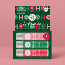 Load image into Gallery viewer, Natural Shea Butter Lip Balm Trio – HO HO Holiday