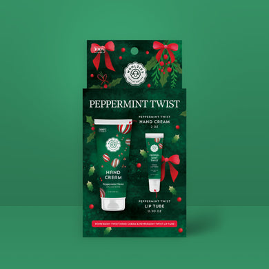 Peppermint Twist Hand Cream & Lip Mask Duo – Holiday Set