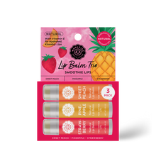 Load image into Gallery viewer, Smoothie Lips Natural Lip Balm Trio Sweet Peach, Pineapple, Strawberry