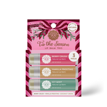Load image into Gallery viewer, Tis the Season Natural Non Tinted Holiday Lip Balm Trio