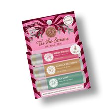 Load image into Gallery viewer, Tis the Season Natural Non Tinted Holiday Lip Balm Trio