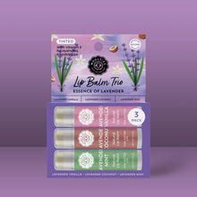 Load image into Gallery viewer, Natural Non TInted Shea Butter Lip Balm Trio – Essence of Lavender