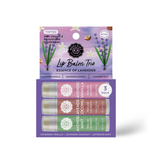 Load image into Gallery viewer, Natural Non TInted Shea Butter Lip Balm Trio – Essence of Lavender