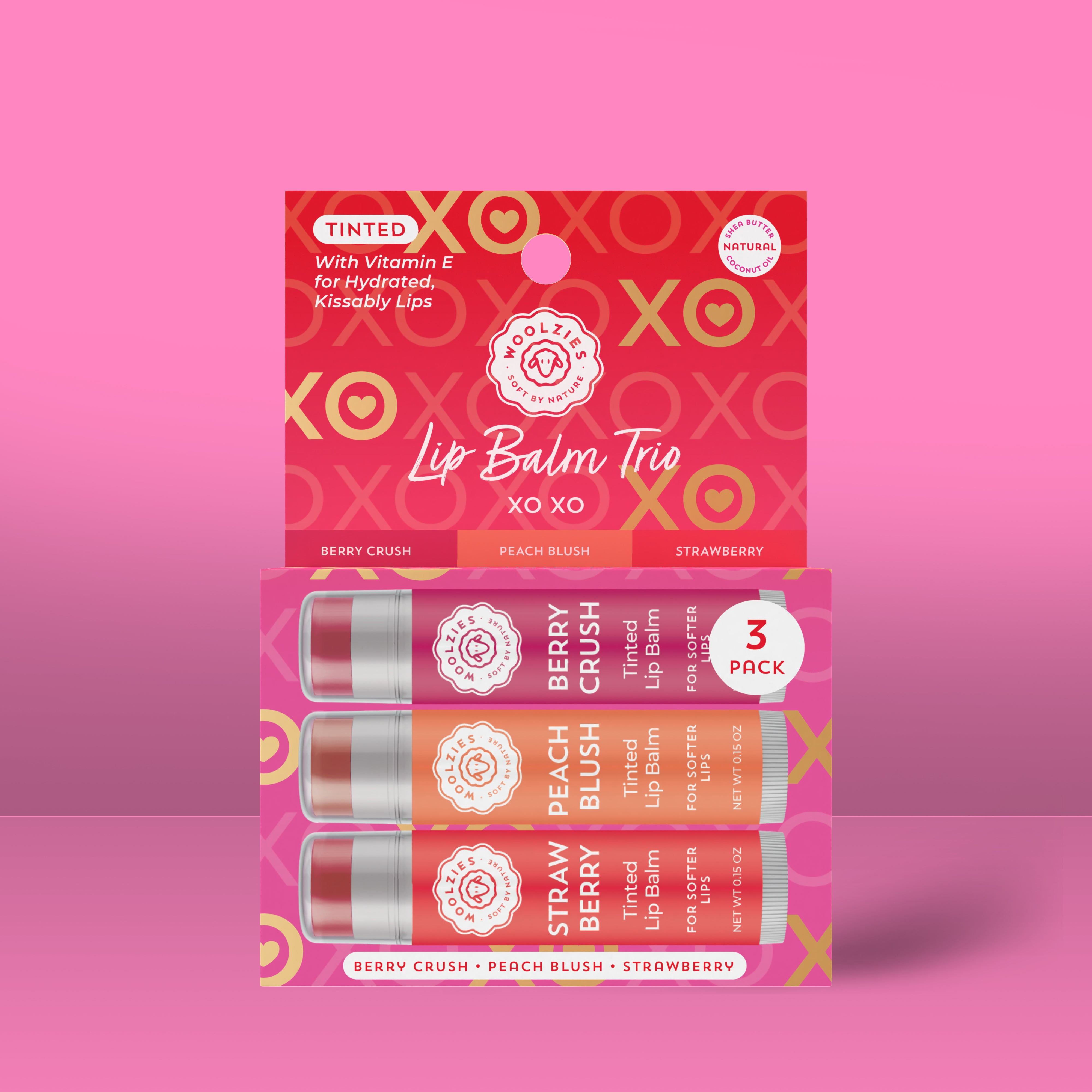 XO XO Lip Balm Trio – Kissably Soft, Valentine-Ready 💋 – Woolzies.com