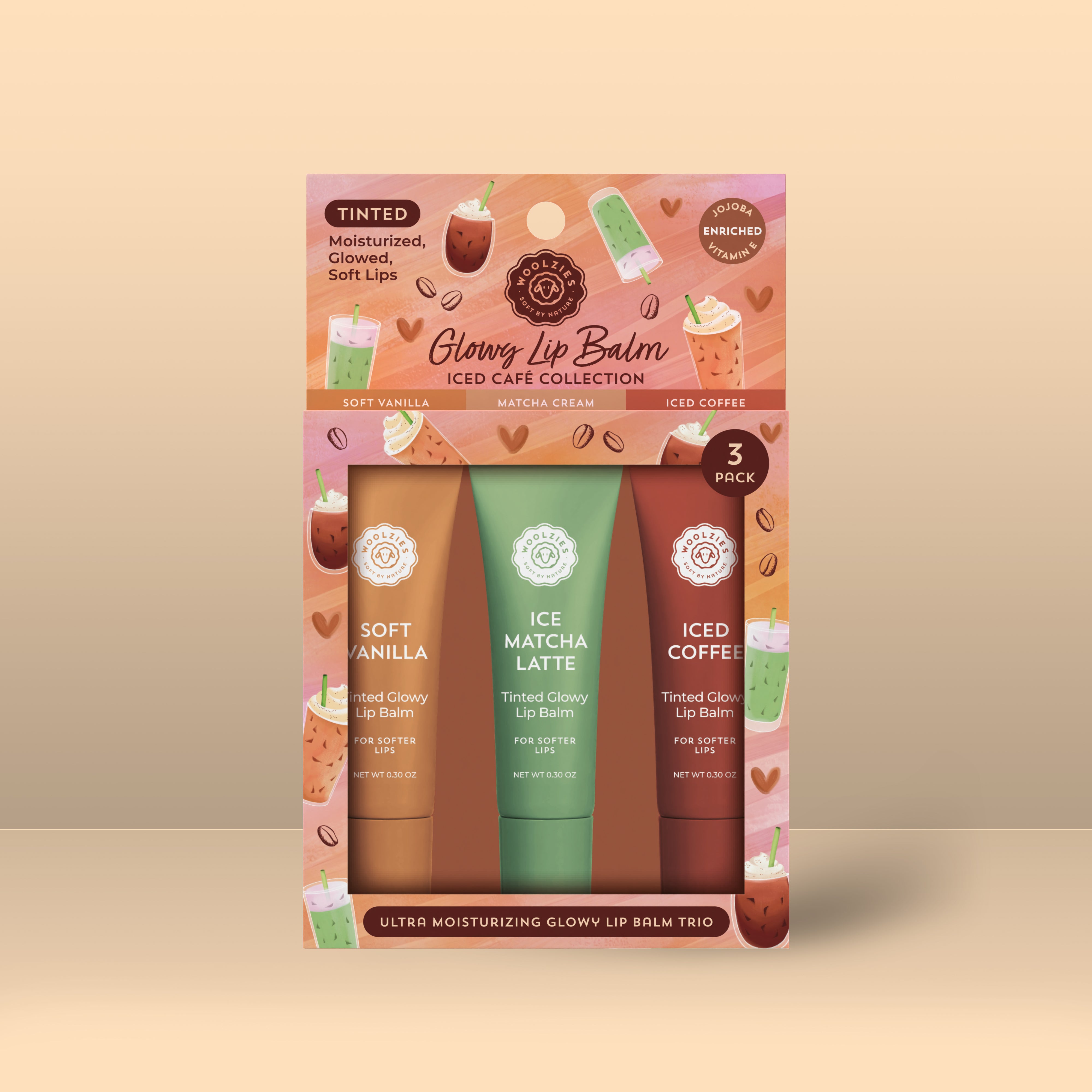 Glowy Lip Balm Trio – Iced Café Collection – Woolzies.com