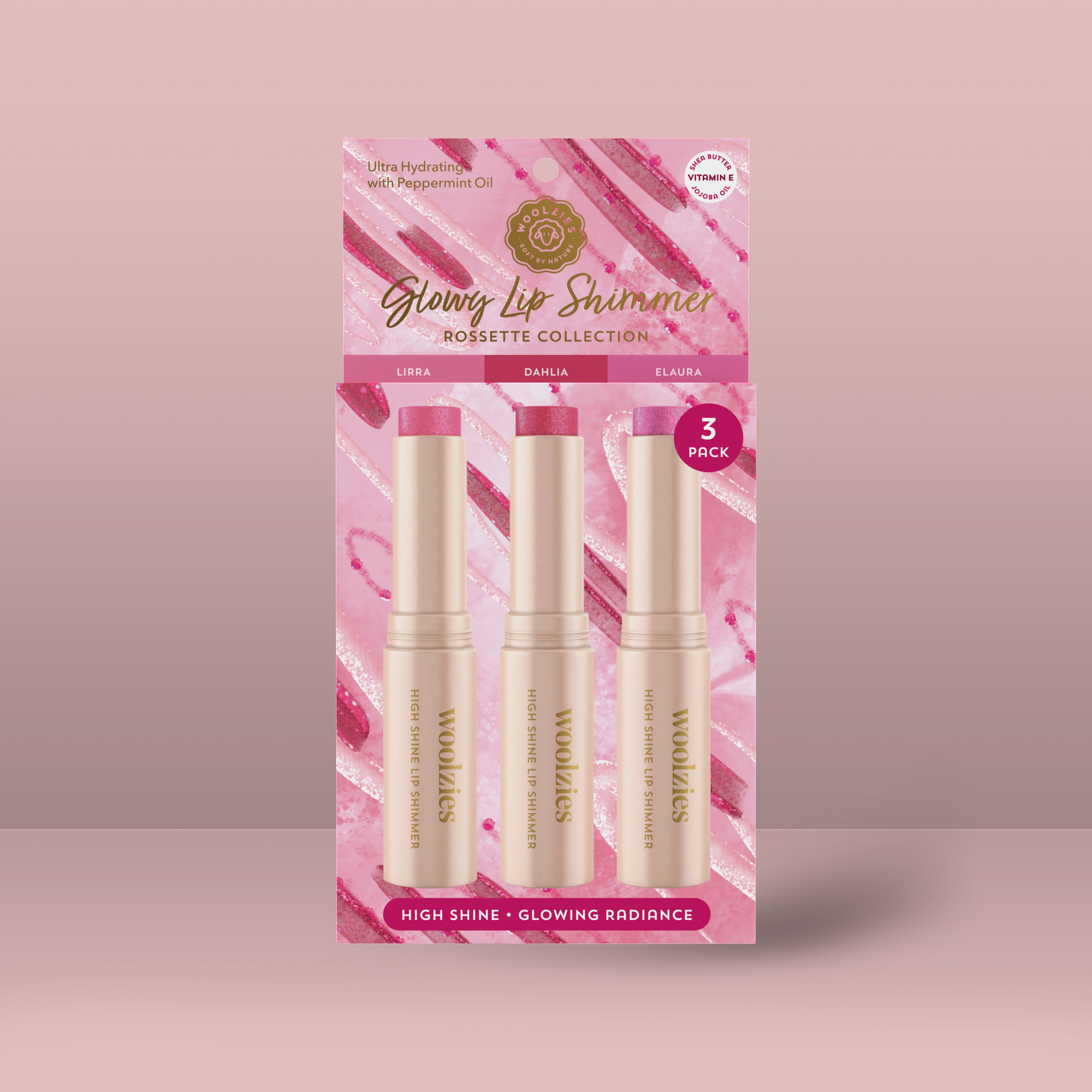 Glowy Lip Shimmer Trio – Rosette Collection – Woolzies.com