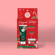 Load image into Gallery viewer, Magical Holidays Hand Cream Lip Mask Gift Set – Peppermint Twist + Candy Cane