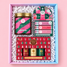Load image into Gallery viewer, Christmas Gift Set – Soy Candle + Lip Balm Trio + Essential Oil Collection