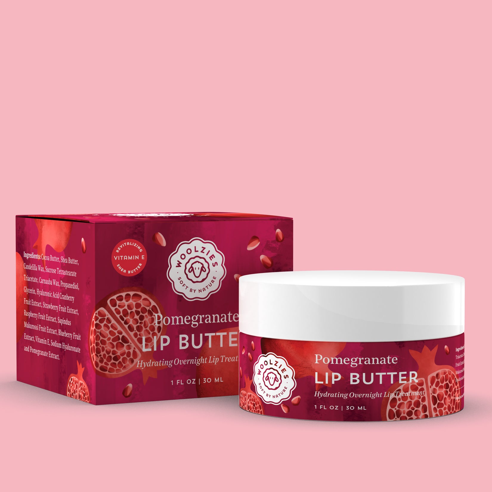 Overnight Lip Butter with Hyaluronic Acid - Pomegranate