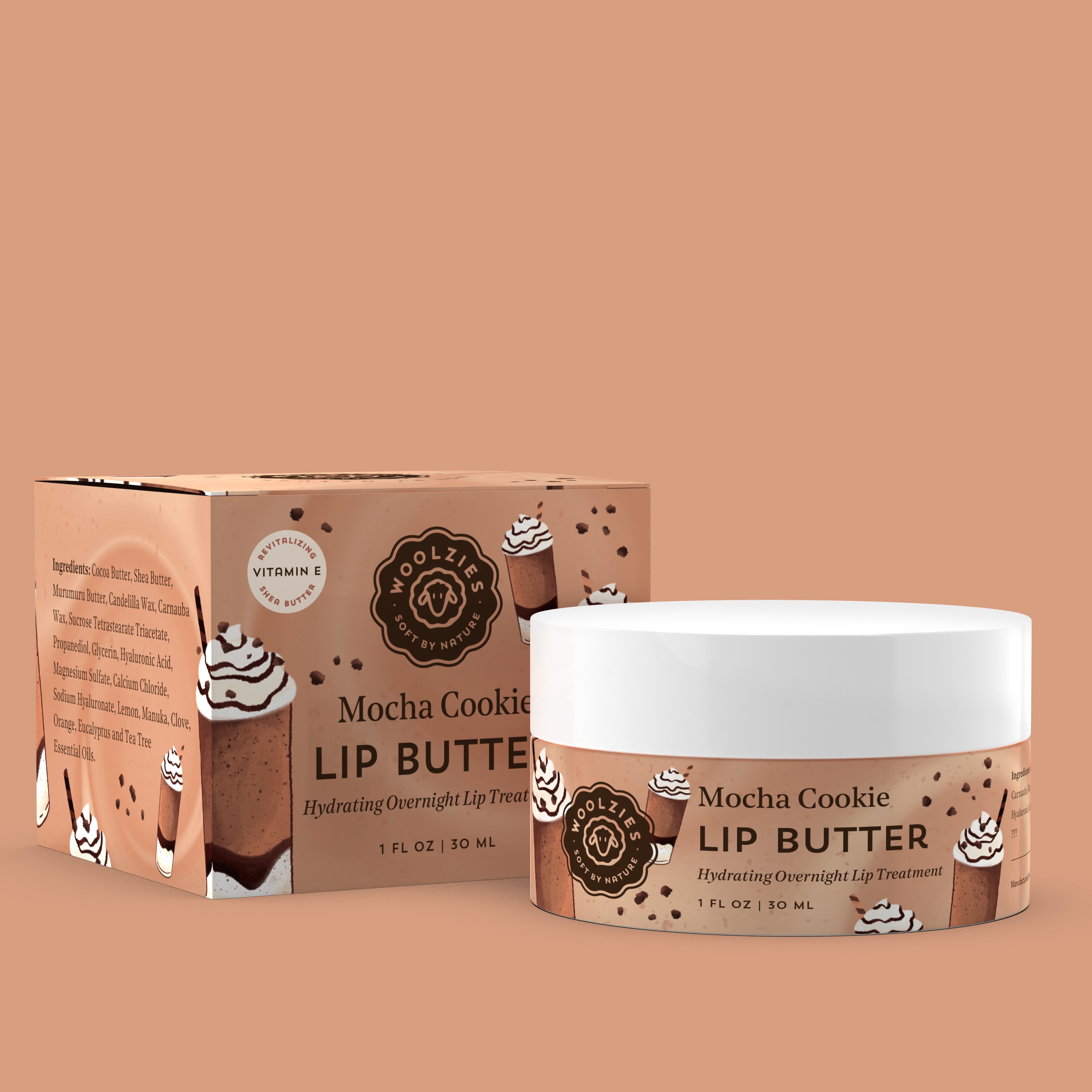 Mocha Cookie Lip Butter – Hydrating Overnight Lip Mask – Woolzies.com
