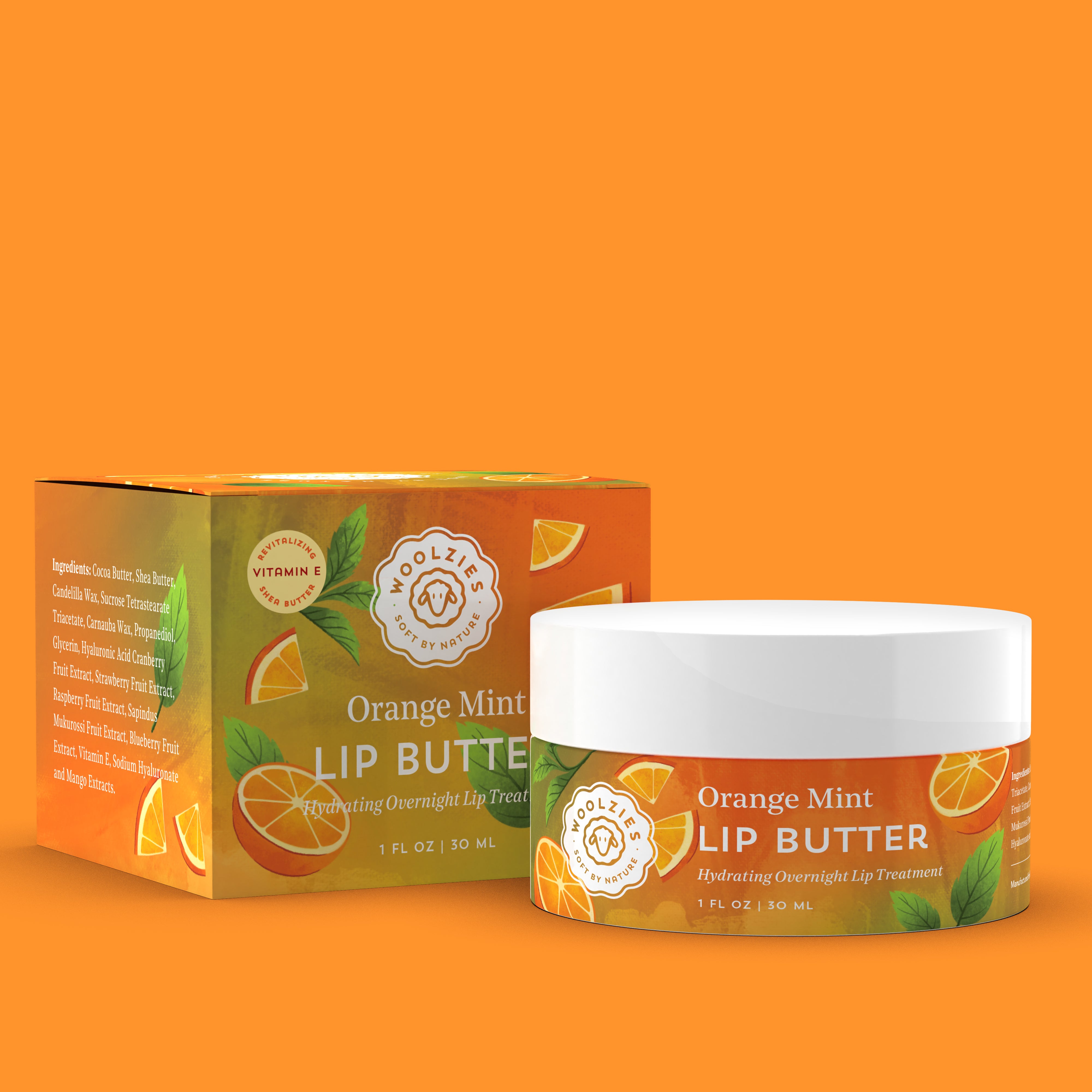 Orange Mint Lip Butter – Hydrating Overnight Lip Mask – Woolzies.com