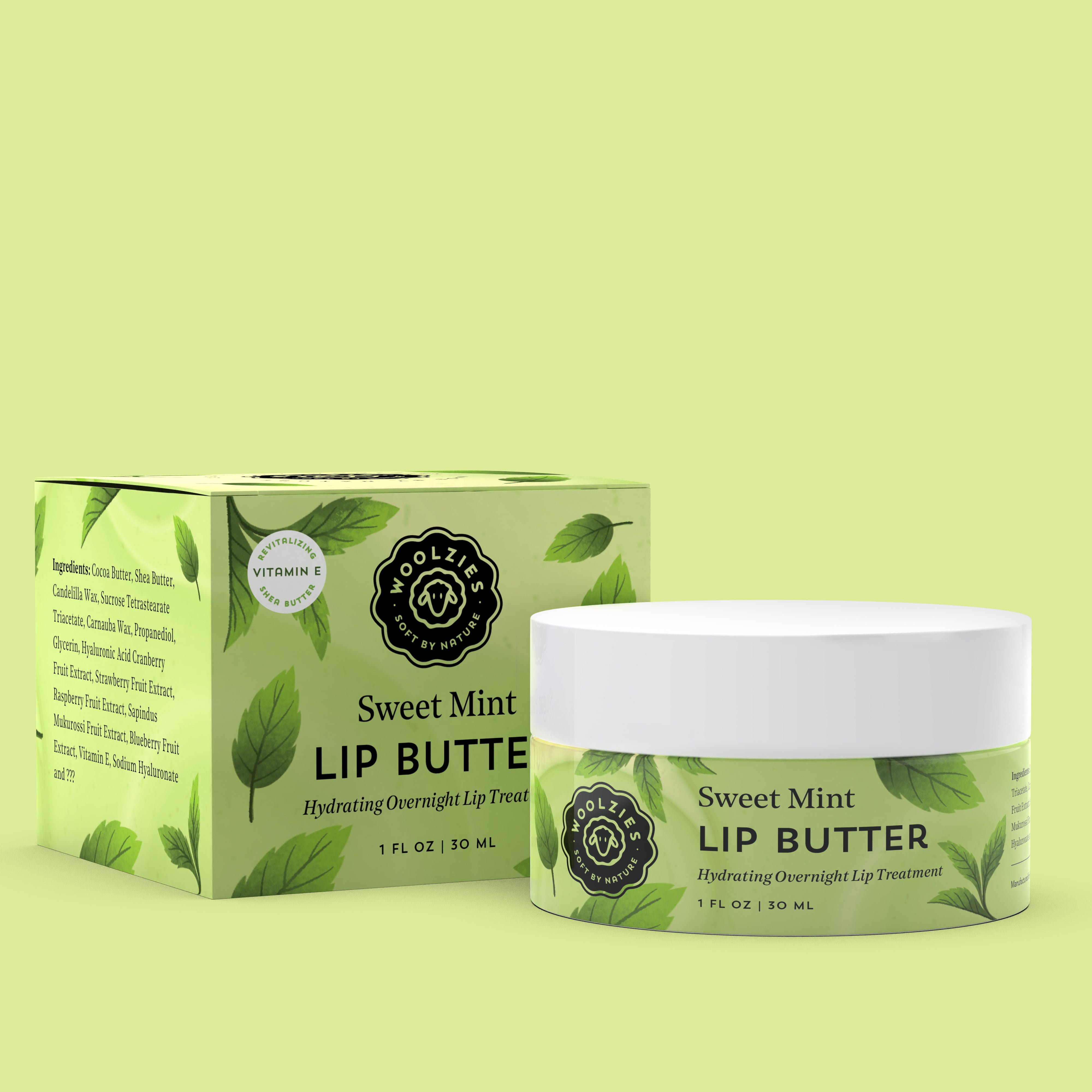 Sweet Mint Lip Butter – Hydrating Overnight Lip Mask – Woolzies.com