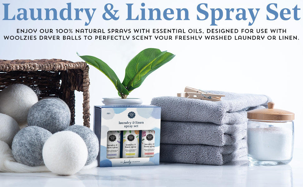 Washed Linen Wool Dryer Balls & Laundry Fragrance Oil Set