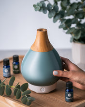 Load image into Gallery viewer, Green Glass Vase Diffuser with Wood Neck