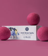 Load image into Gallery viewer, Bright Pink Wool Dryer Balls Set of 3