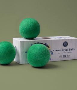 Green Wool Dryer Balls Set of 3