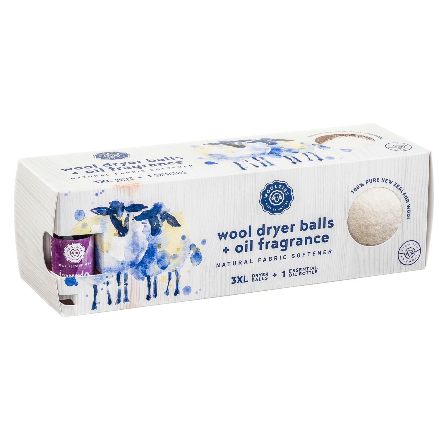 Wool Dryer Balls Set Of 3 + 10ml Essential Oil –